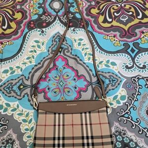 Burberry Derby Peyton House Check Coated Canvas Crossbody Mini Bag Purse clutch